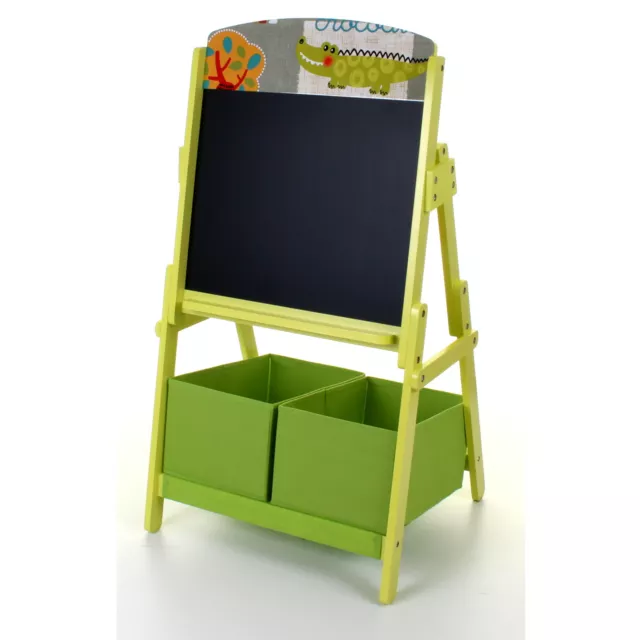 Kids Chalk Black Board Easel Wooden Childrens Drawing Safari Style Art Activity