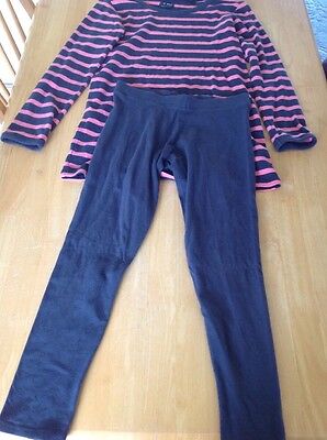 NEXT Blue & Pink Stripey Top & leggings Set Age 12