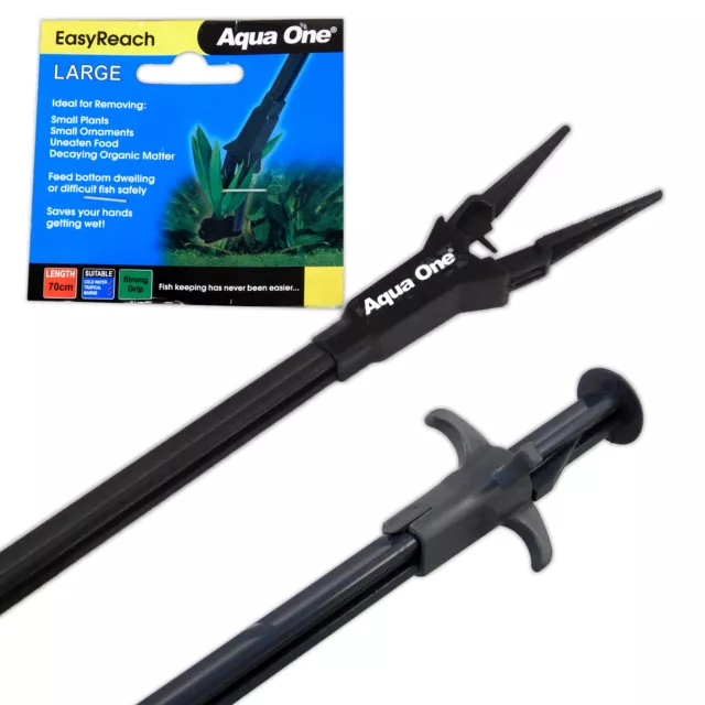 Aqua One EasyReach Aquarium Tongs 70cm long - Easy-to-Use Grabber Fish Tank