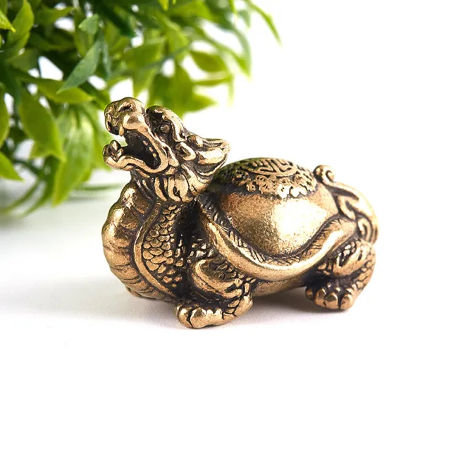 Retro Brass Mythical Beast Dragon Head Turtle Body Figurines Miniatures CoA.FM