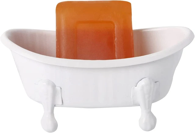 Tenfuju 5.5" Bathtub Soap Dish White Clawfoot Metal Tube Decortative Holder Show