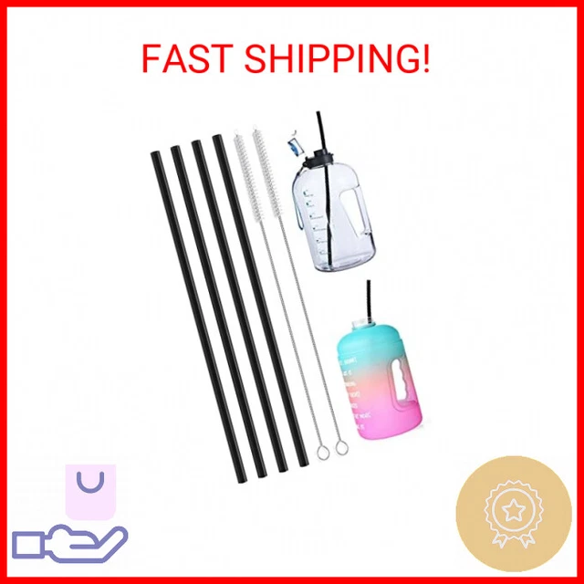 ALINK 15 inch Extra Long Reusable Black Silicone Straws, 4-Pack Flexible Straws
