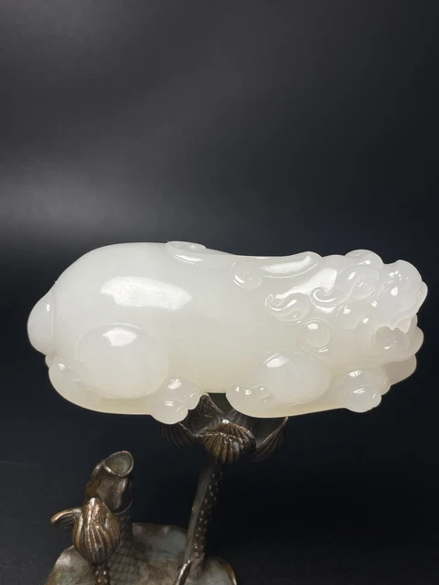 Chinese Exquisite Handmade Brave Troops carving Hetian Jade Statue
