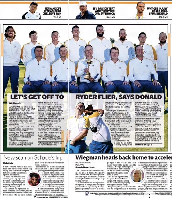 Ryder Cup Golf C Rocca Wes Anderson Murdoch Jnr Sarah Lucas Art UK Newspaper Sep
