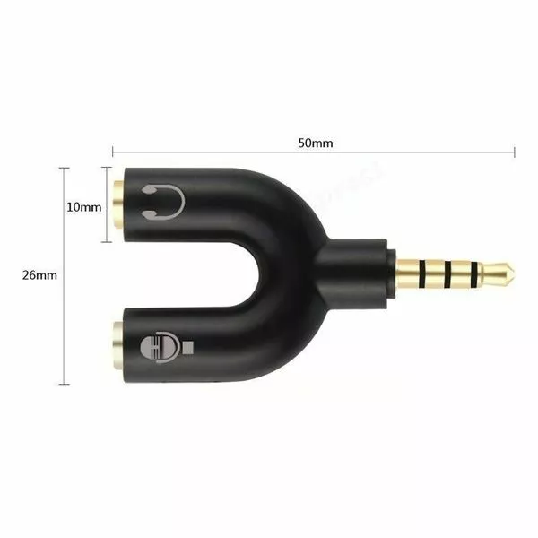 3.5 mm Stereo Audio to Headset Mic Jack Plug Y Adapter Mobile Phone Splitter AU 3