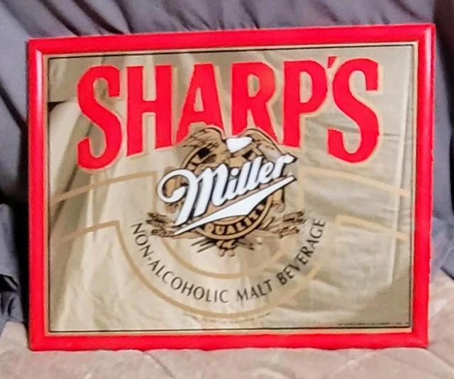 1990's Miller Sharp's Non Alcoholic Malt Beverage Mirror Sign EUC