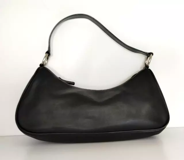 MOSS Black Faux Leather Purse Handbag Shoulder Bag Hobo Tote Zipper