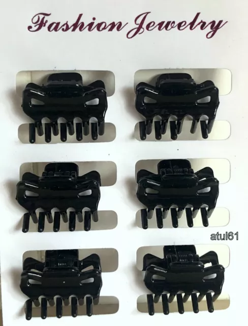 6 Black Small Mini Hair Claw Clamps~hair Clips~hair Grips 2.5 Cm Accessories New