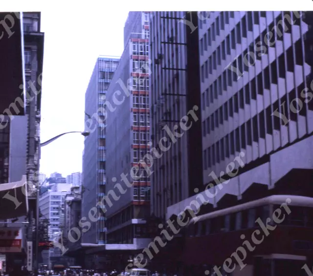 Sl69 Original slide 1967 Hong Kong downtown double decker bus 200a