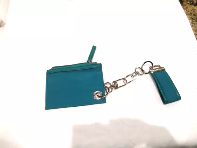 Samantha Brown teal blue clip on wallet / card case
