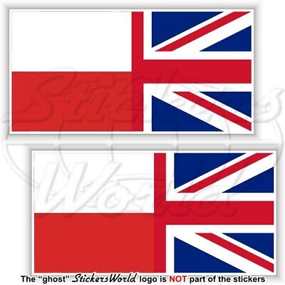 Polonia-Bandiera UK POLACCO-Regno Unito British Union Jack Adesivi Decalcomanie 75mm x2