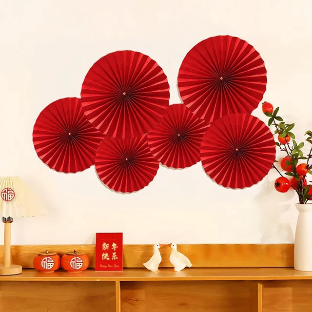 6PCS 2024 CHINESE New Year Paper Fans Lunar New Year Decor £7.19 ...