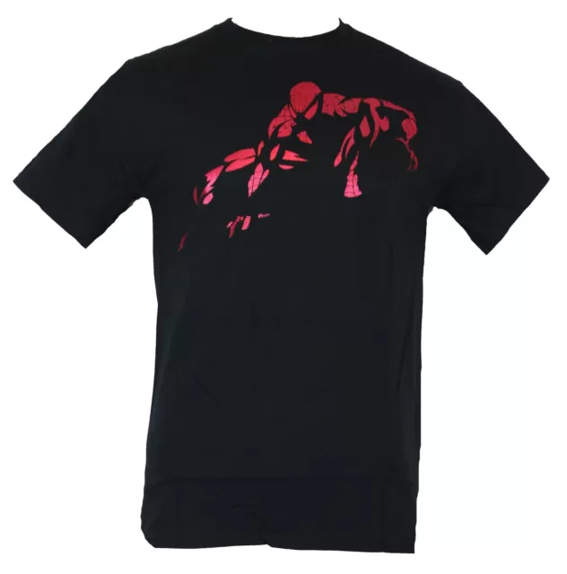 Spider-Man(Marvel Comics) Mens T-Shirt - Left Knee Crouch Red Foil Spidey Image
