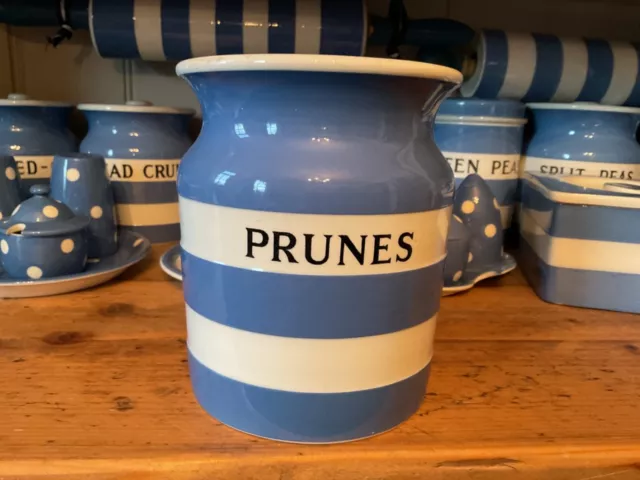 TG Green vintage cornishware PRUNES jar black shield 14.5cm