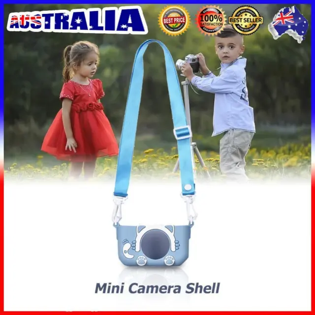 ❤ Portable Mini Cartoon Camera Cover Adjustable Silicone Shell (Blue Cat)