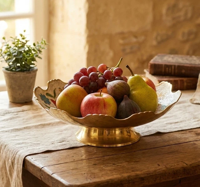 Grande Coupe à Fruits En Bois Sculpté - Centre De Table Vintage Artisanal Haïti