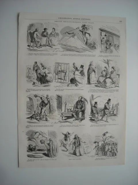 Caricatures 1863. Revue Trimestrielle, Par Cham. 12 Caricatures Avec Legendes.-1
