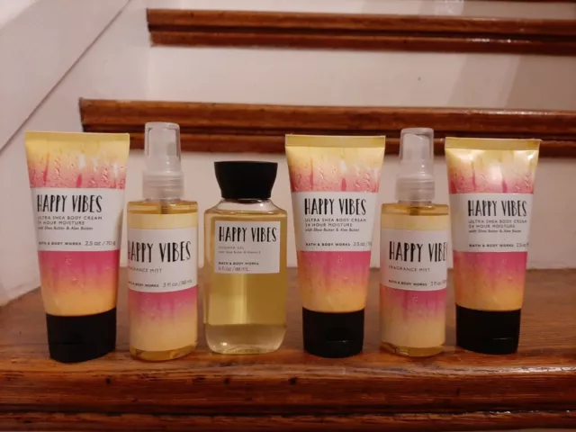 Bath And Body Works Happy Vibes Mist Shower Gel Lotion 6 Lot Rare Discontinued