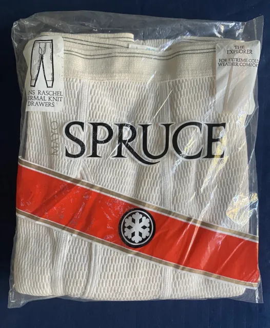 Vintage Mayo Spruce Thermal Knit Long Underwear Drawers Pants Size L New NOS NIP