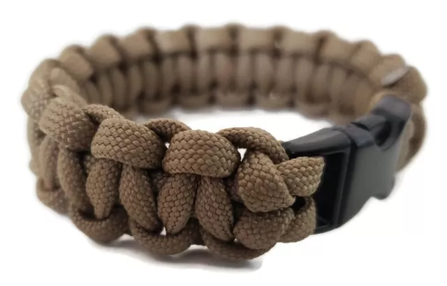 Paracord Bracelet 550 Black Tactical 3/8" Buckle (Coyote Tan) Hand Made