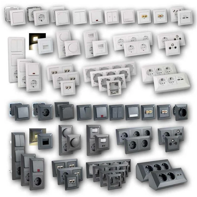 Gunsan Visage Cornice Per 2 Prese E Interruttore Dimmer – Colore Argento, 153x82x10,7 Mm