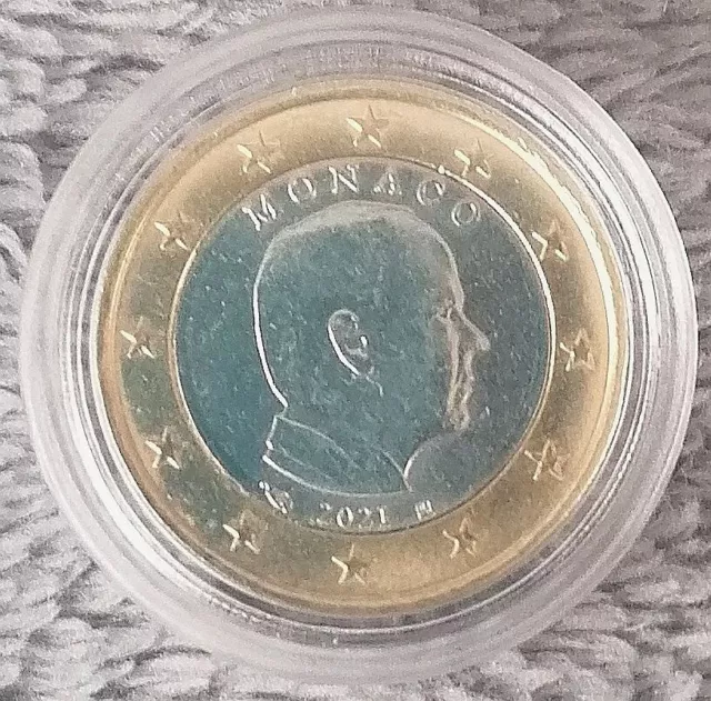 1 Euro Kursmünze Monaco 2021 Fürst Albert II. in einer Münzkapsel