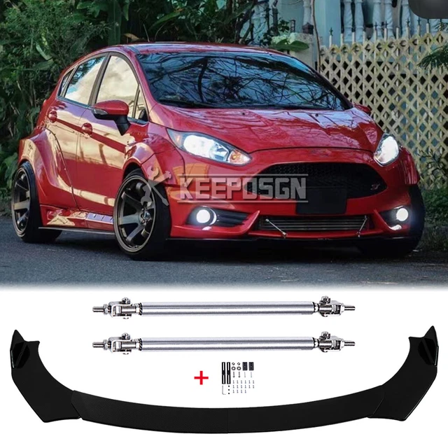 Gloss Front Bumper Lip Splitter Spoiler + Strut Rods For Ford Fiesta Focus RS ST