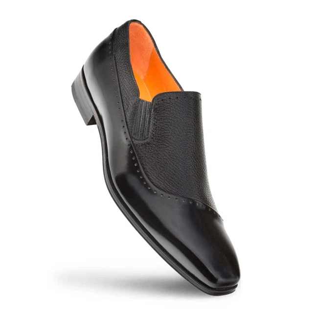 Mezlan Noir Peau de Cerf Et Cuir Veau à Enfiler pour Hommes (12, M)