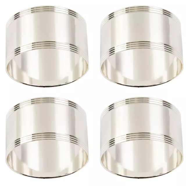 NEW Whitehill Silver-Plated Napkin Rings Set Reed Edge 4pce