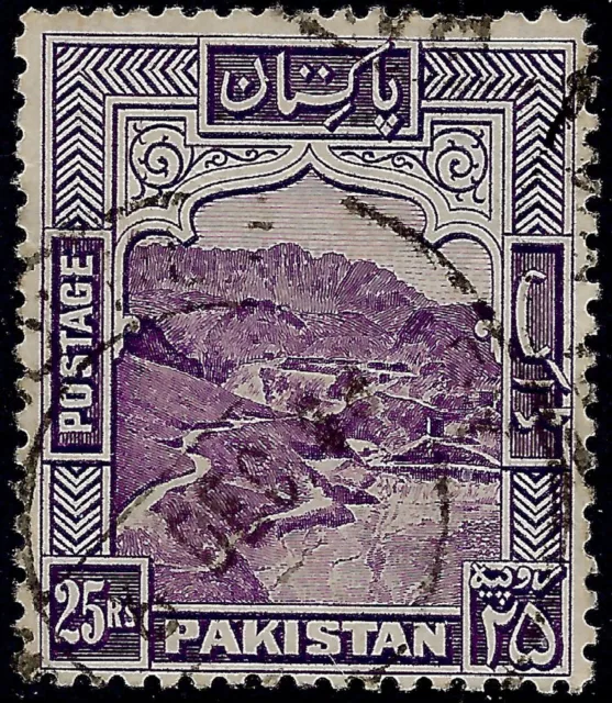 Pakistan 1948 25r sg 43a used Kyber Pass perf 12
