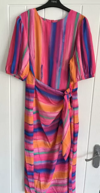 Very Maxi Dress Size 18 Multicoloured Half  Sleeve Tie Waste New *Holiday*