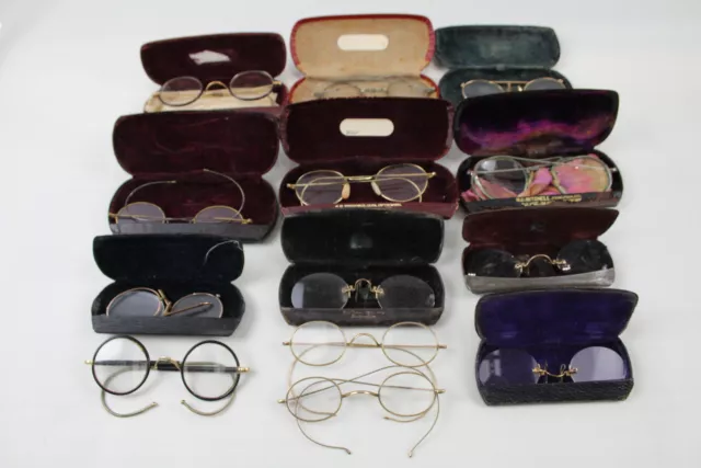 Spectacles Glasses Antique Vintage Assorted Inc Cases, Pince Nez, Metal Joblot