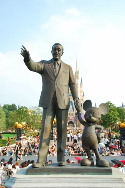 Walt Disney & Mickey Mouse Iconic Statue at Disneyland Picture Photo 8" x 10"