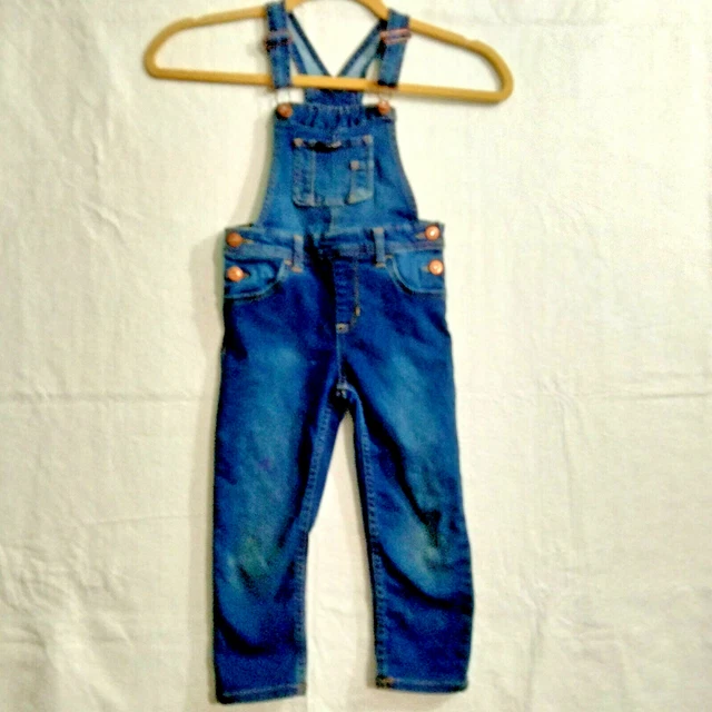 Jordache Kids Unisex Overalls Size 4T Blue Denim Stretch 5 Pockets Flaw