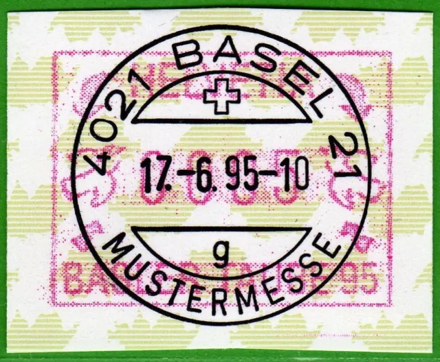1995 Schweiz Suisse ATM 6 Basler Taube / 5 Rp. Ersttag-O Frama Automatenmarken