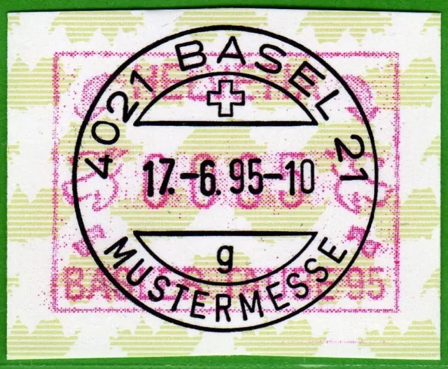 1995 Schweiz Suisse ATM 6 Basler Taube / 5 Rp. Ersttag-O Frama Automatenmarken