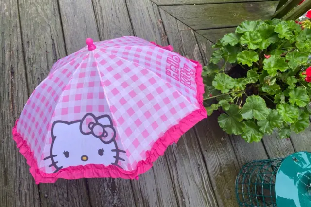Hello Kitty Licensed Ruffle Detail Kid's Small Umbrella Pink