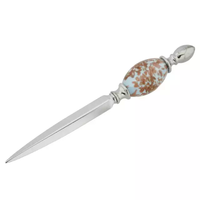 GlassOfVenice Murano Glass Letter Opener -  Aqua Blue Sparkles