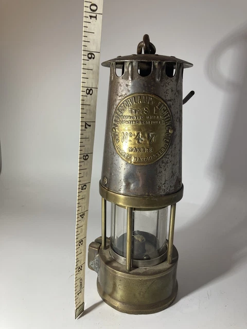 Vintage Chrome and Brass Miners Lamp Protector Lamp Type S L