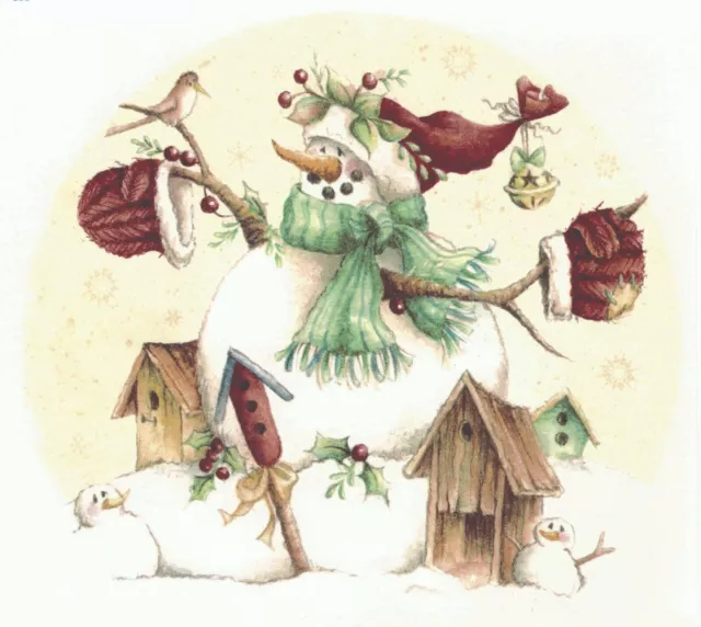 Rustic Snowman Birdhouse Bird Holly Select-A-Size Waterslide Ceramic Decals Ox