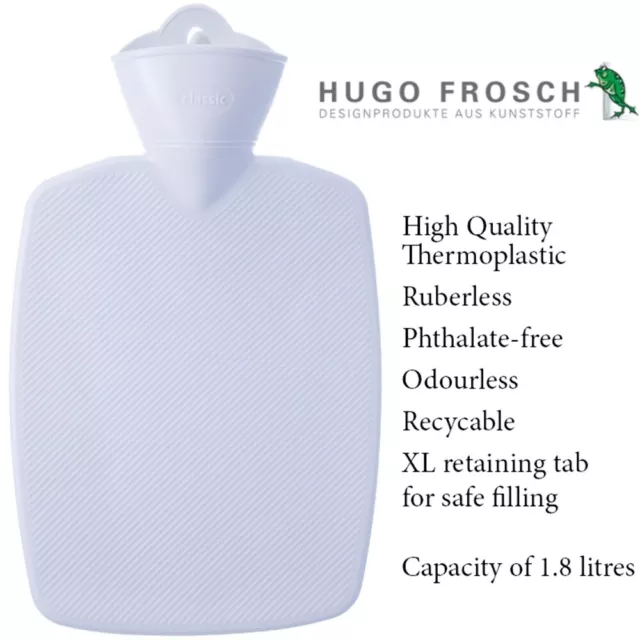 Hugo Frosch Hot Water Bottle Classic White 1.8L