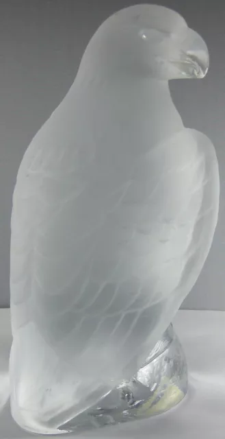 Vintage Large Nybro Sweden Frosted Bald Eagle Bird Crystal Art Glass