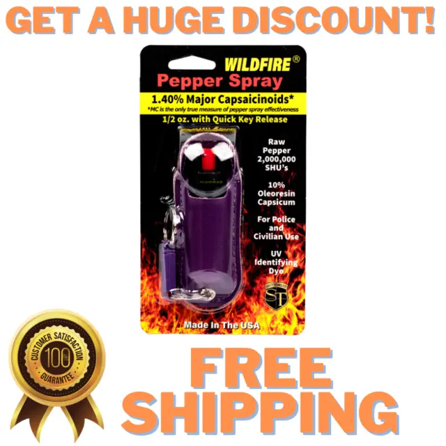 WildFire Pepper Spray Halo Holster 1/2oz Personal Self Defense Protection Purple