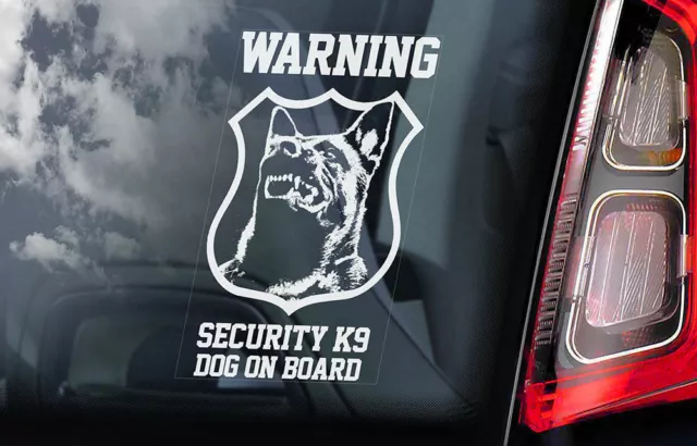 WARNING Security K9 Sticker, Belgian Malinois Dog Car Stickers Window Decal -V08