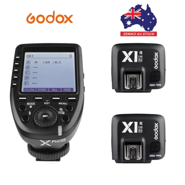 AU STOCK Godox XPro-N Wireless Flash Trigger + 2*X1R-N Receiver For Nikon DSLR