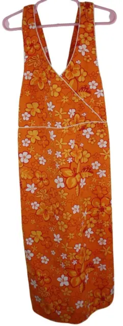 The Childrens Place Youth Girls Orange Red White Floral Cross Back Dress Size 12