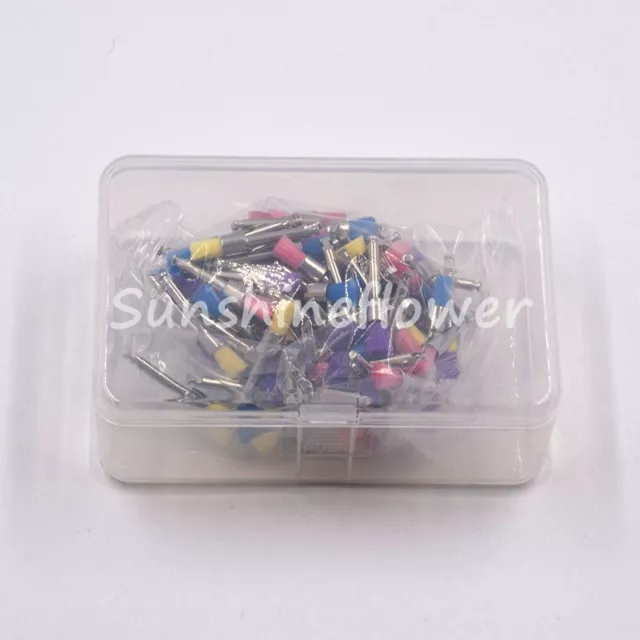 100 Pcs Dental Prophy Polishing Brush Nylon Latch Flat Mixed Color Polisher