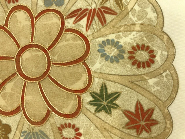 6526378: Japanese Kimono / Antique Nagoya Obi / Shioze / Embroidery / Kiku & Ume