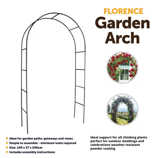 Metal Garden Arch Heavy Duty Strong Tubular Rose Climbing Plants Archway 2.4m 2