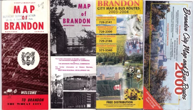 Brandon Manitoba City Maps Lot of 4 1974-2003 icmsc5